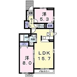 サン・ヒルズA 2LDKの間取図画像