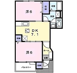フィオーレ 2DKの間取図画像