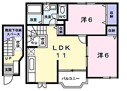 カフリーィエA 2LDKの間取図画像