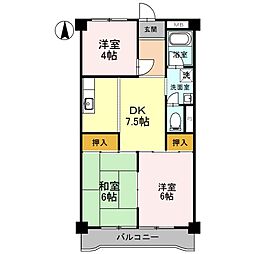 ヴィラ箕面 3DKの間取図画像