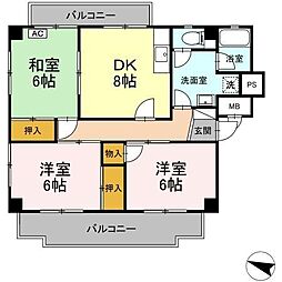ニューグリーンF 3DKの間取図画像