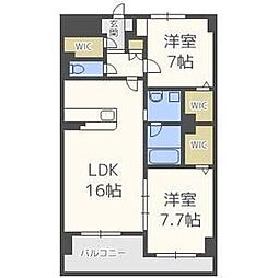 ラ・シルフィード博多駅南 2LDKの間取図画像