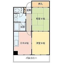名取ビル富弥 2DKの間取図画像
