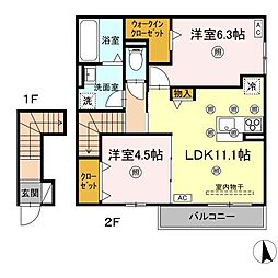 フィオーレIII 2LDKの間取図画像