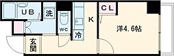 デ・クメール宝町 1Kの間取図画像