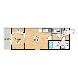 ジーメゾン岸和田南町ウィスパー(仮称) 1LDKの間取図画像