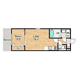 ジーメゾン岸和田南町ウィスパー(仮称) 1LDKの間取図画像