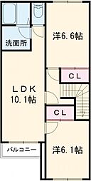 シャングリラ 2LDKの間取図画像