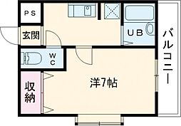 ベルゲンハイツ明石 1Kの間取図画像