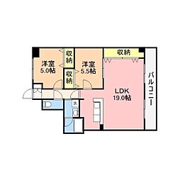 フローラルとやの3 2LDKの間取図画像