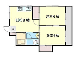 コーポピスガ 2LDKの間取図画像