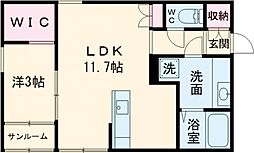 グランクリュ小新 1LDKの間取図画像