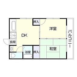 シャルルコーポ紫原 2DKの間取図画像