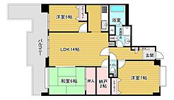 西新中央パーク・マンション 3LDKの間取図画像