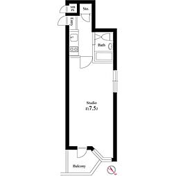 ラ・レジダンス・ド・アドラーブル 1Kの間取図画像