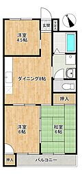 メロディーハイム周船寺 3DKの間取図画像