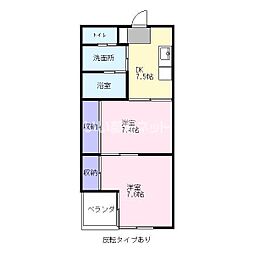 寺垣第2ビル 2DKの間取図画像