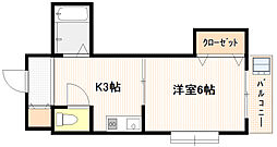 タウン己斐西 1DKの間取図画像