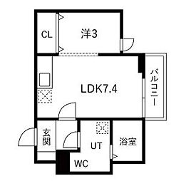 メリディアン貝ヶ森壱番館 1LDKの間取図画像