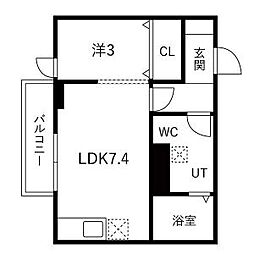 メリディアン貝ヶ森壱番館 1LDKの間取図画像