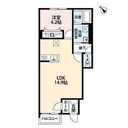 ベレッツァ菰野 1LDKの間取図画像