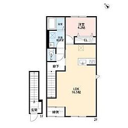 ベレッツァ菰野 1LDKの間取図画像