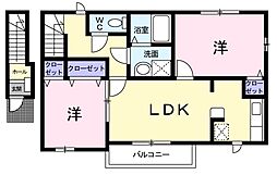 セゾンドブールA 2LDKの間取図画像