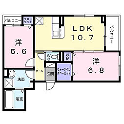 青葉丘北アパート(028771401) 2LDKの間取図画像