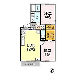 ウエストドマーニ 2LDKの間取図画像