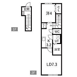 クレドールII 1LDKの間取図画像
