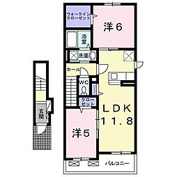 ライズ 2LDKの間取図画像