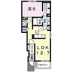 カーサ・ラッフィナート 1LDKの間取図画像
