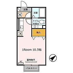 セジュールセードルB棟 ワンルームの間取図画像