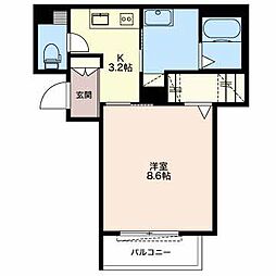 ベレオ栄 1Kの間取図画像