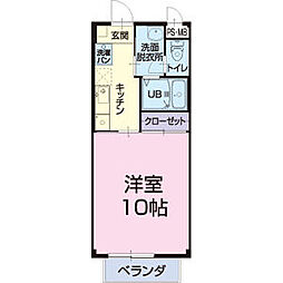 シャルム信長 1Kの間取図画像