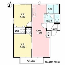 シャーメゾンボヌールC 2LDKの間取図画像