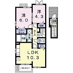カーサプランドール 2LDKの間取図画像