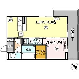 Colline bleue 1LDKの間取図画像