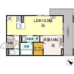 Colline bleue 1LDKの間取図画像