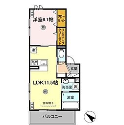 Colline bleue 1LDKの間取図画像