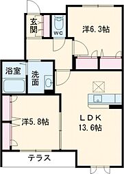 シャーメゾン竹城庵 2LDKの間取図画像