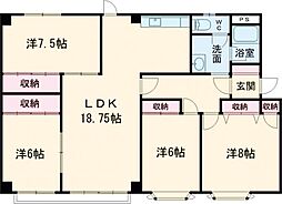小山内マンション 4LDKの間取図画像