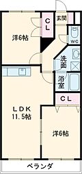 エスフィールド75 2LDKの間取図画像