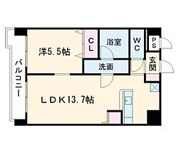 クイール南熊本 1LDKの間取図画像