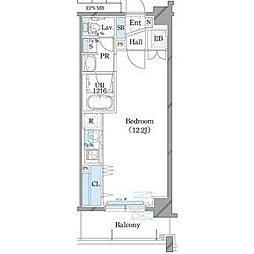 ホーリーフォート南平岸 3階ワンルームの間取り