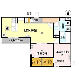 クラシスト背戸口 2LDKの間取図画像