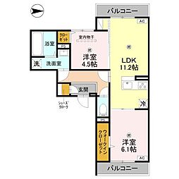 RETOLIA大和小泉 2LDKの間取図画像