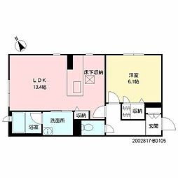 シャーメゾン西新Grande2 1LDKの間取図画像