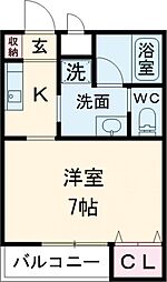 メゾン富士見 1Kの間取図画像