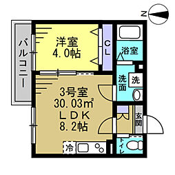 千葉市中央区今井3丁目アパート 1LDKの間取図画像